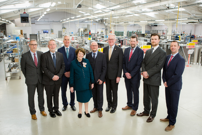 Clare Fitzroy, Countess of Euston - HM Lord Lieutenant of Suffolk; Mr Bernard Langley and the Bradman Lake team, together with representatives of the Processing & Packaging Machinery Association (PPMA).